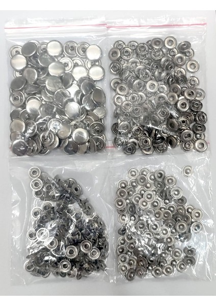 15 mm Kapak 4'lü Çıtçıt Set (Alt Parçalar 12,5 Mm)- Paslanmaz Çelik - 100 Takım