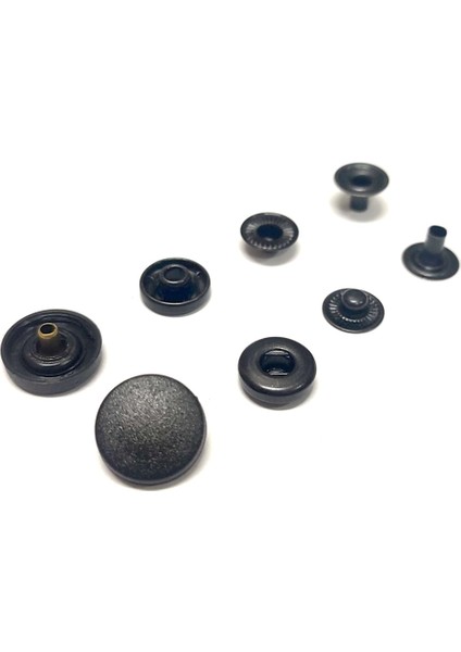 15 mm Siyah Plastik Kapak 4'lü Çıtçıt Set(54) - Paslanmaz Çelik - Siyah Oksit- 100 Takım