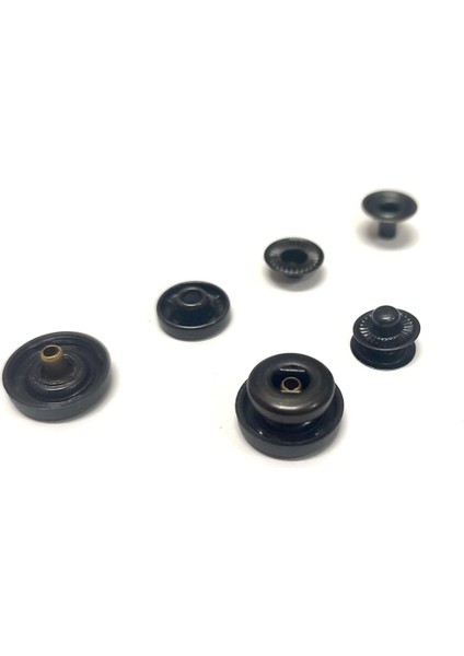 15 mm Siyah Plastik Kapak 4'lü Çıtçıt Set(54) - Paslanmaz Çelik - Siyah Oksit- 100 Takım