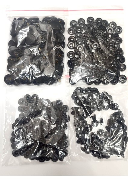 15 mm Siyah Plastik Kapak 4'lü Çıtçıt Set(54) - Paslanmaz Çelik - Siyah Oksit- 100 Takım