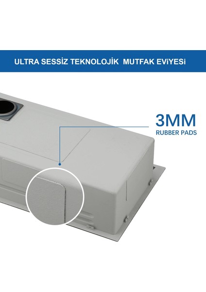 Teknolojik Mutfak Eviye Seti Grey (Krom Evye) Şelale Evye 3 Fonksiyonlu Bataryası Dahil