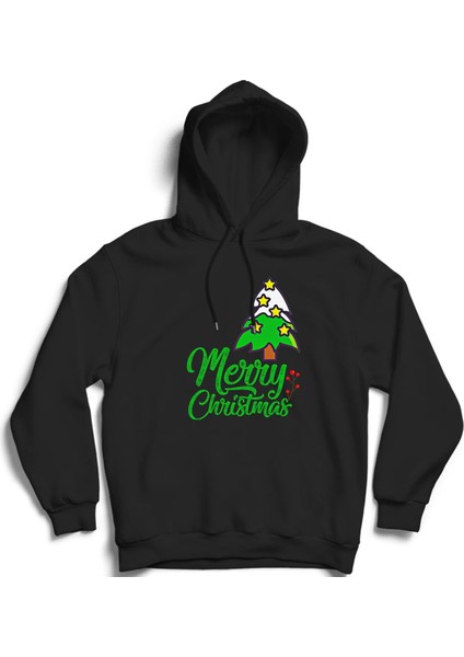 Noel Ağacı, Merry Christmas, Christmas Tree Yeniyıl, Yılbaşı Kapüşonlu Sweatshirt Hoodie