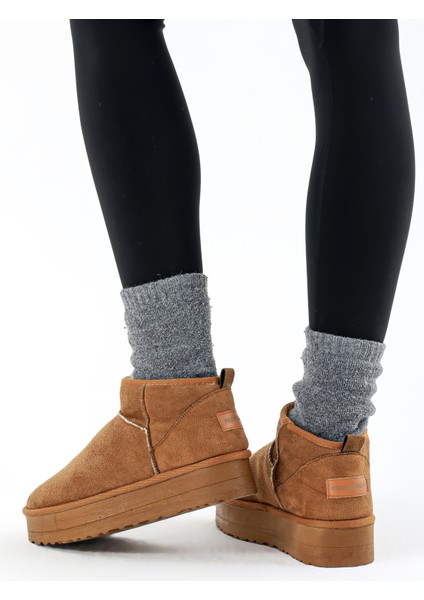 Taba Süet Içi Kürklü Tüylü 501 Classic Kalın Tabanlı Kadın Mini Bot fiyatları