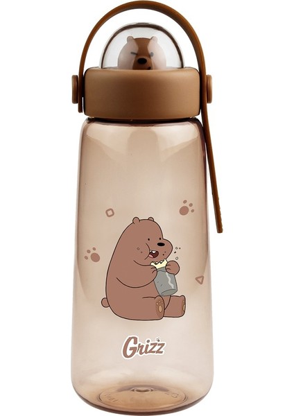 We Bare Bears Lisanslı Figürlü Plastik Şişe (600ML) - Boz Ayı