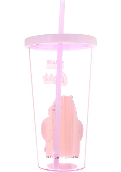 We Bare Bears Lisanslı Pipetli Plastik Şişe (600ML) - Boz Ayı