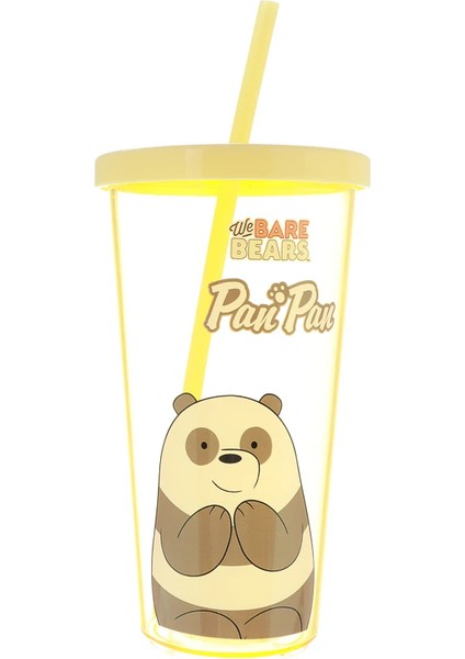 We Bare Bears Lisanslı Pipetli Plastik Şişe (600ML) - Panda