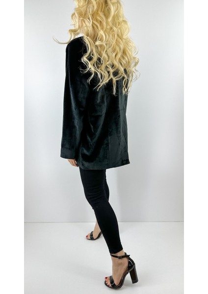 Siyah Kadife Oversize Ceket
