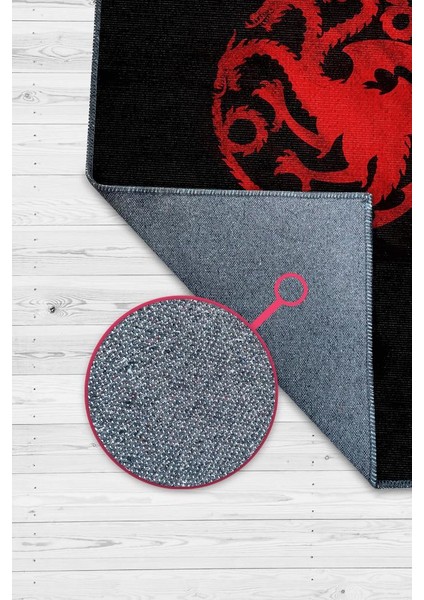 Targaryen Hanedanı Desenli Halı Game Of Thrones Film Halısı Siyah Kırmızı Film Serisi Halı modelleri