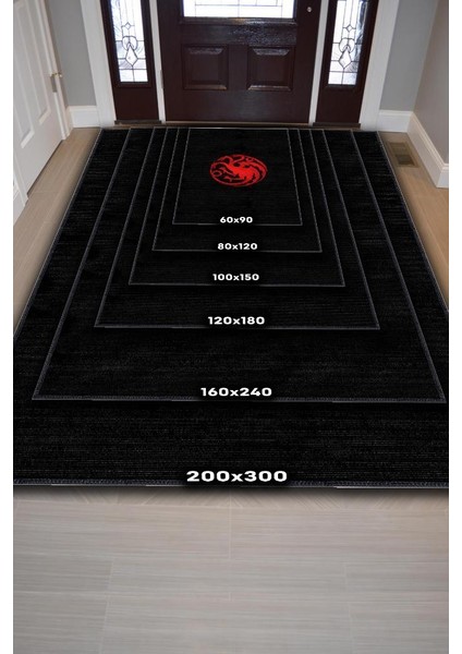 Targaryen Hanedanı Desenli Halı Game Of Thrones Film Halısı Siyah Kırmızı Film Serisi Halı indirimleri