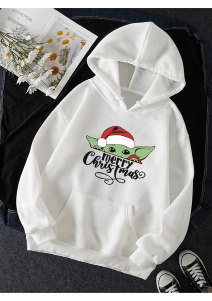 Baby Yoda Christmas Yeni Yıl Kapşonlu Sweatshirt
