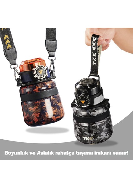 Tkk Yeni Koleksiyon 600ML Pipetli/pipetsiz Kullanım Askılı Paslanmaz Çelik Termos Matara fırsatları