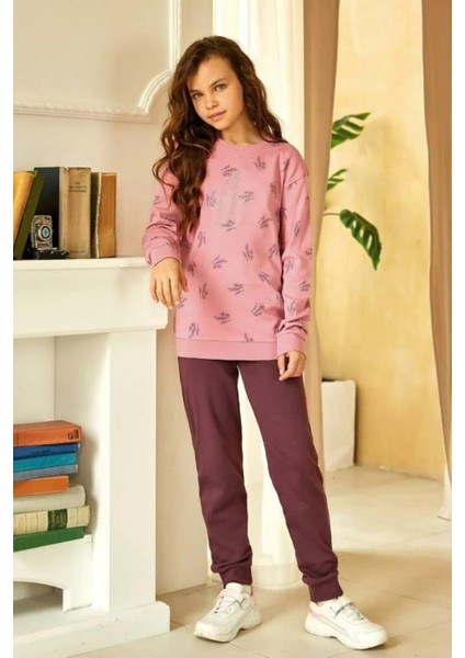 B2935 Kız Çocuk Lila Pijama Takımı