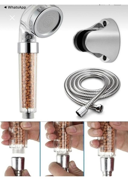 Yeni Filtreli Kireç Önleyici Boncuklu U Mafsal Hortum Duş Set
