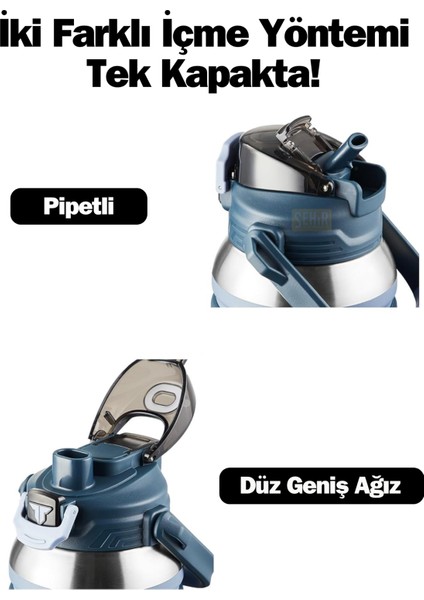 Tkk Yeni Koleksiyon Büyük Boy 1000ML Pipetli/pipetsiz Kullanım Askılı Paslanmaz Çelik Termos Matara fırsatları