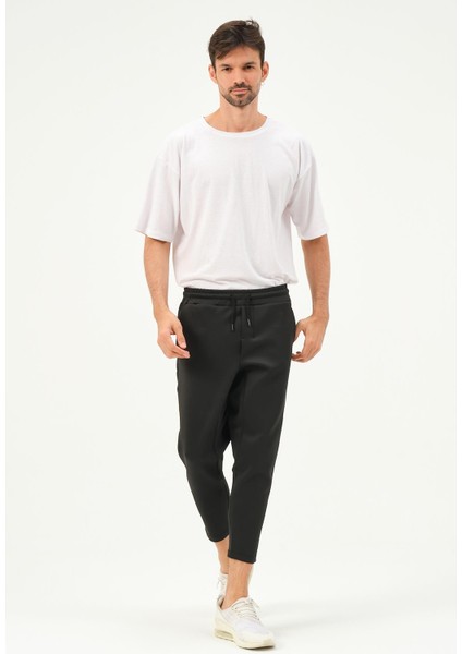 Erkek Düz Paça Bel Detay Eşofman Altı 855 Siyah