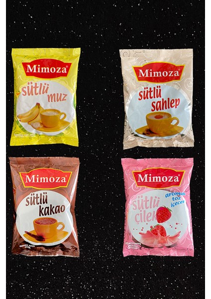 Sütlü Çilek Sütlü Muz Sütlü Kakao Sahlep Aromalı Milk Shake Seti Sıcak Cafe ve Kış Çayı 4’lü Set 800 gr