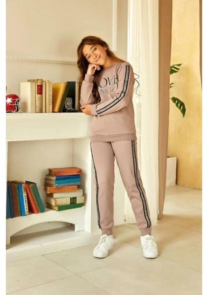 B2936 Kız Çocuk Vizon Pijama Takımı