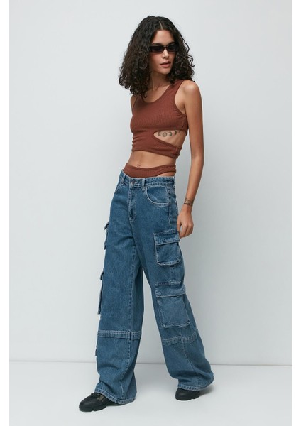 Fitilli Dekolte Crop Külot Takım 9135 Kahve