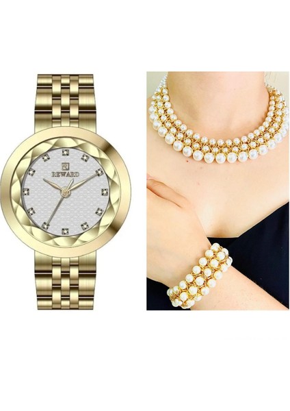 Su Geçirmez 2 Yıl Garantili Şık Çelik Kordon Kadın Kol Saati+El Yapımı Set fiyatları