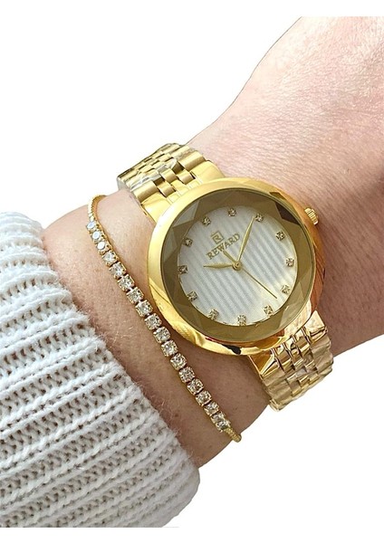 Su Geçirmez 2 Yıl Garantili Şık Çelik Kordon Kadın Kol Saati+El Yapımı Set modelleri