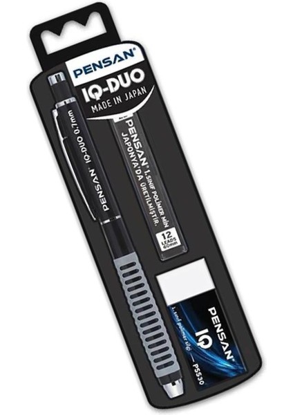 Iq-Duo 0.7 Uçlu Kalem Seti 1 Paket Pensan Iq Duo Versatil Kalem Seti Silgi ve Uç Hediyeli Metal Mekanizmalı