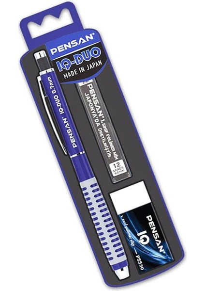 Iq-Duo 0.7 Uçlu Kalem Seti 1 Paket Pensan Iq Duo Versatil Kalem Seti Silgi ve Uç Hediyeli Metal Mekanizmalı