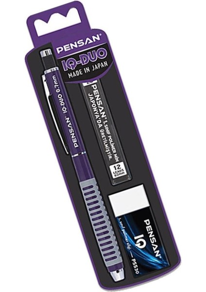 Iq-Duo 0.7 Uçlu Kalem Seti 1 Paket Pensan Iq Duo Versatil Kalem Seti Silgi ve Uç Hediyeli Metal Mekanizmalı