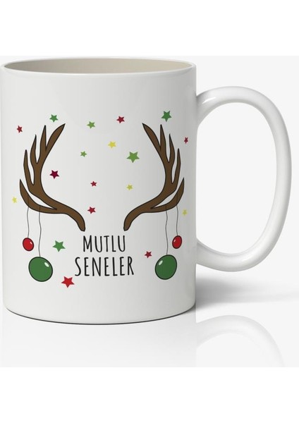 Yılbaşı Temalı Kupa Bardak Baskılı Kahve Kupa Bardak Model 1