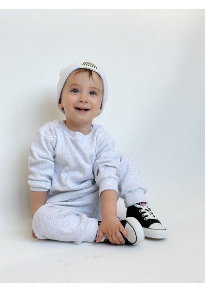 miababy Pamuk Bereli 3'lü Bebek ve Çocuk Takım Gri