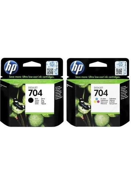 Hp 704 Siyah CN692AE + 704 Renkli CN693AE Orijinal Kartuş Seti CN692AE-CN693AE