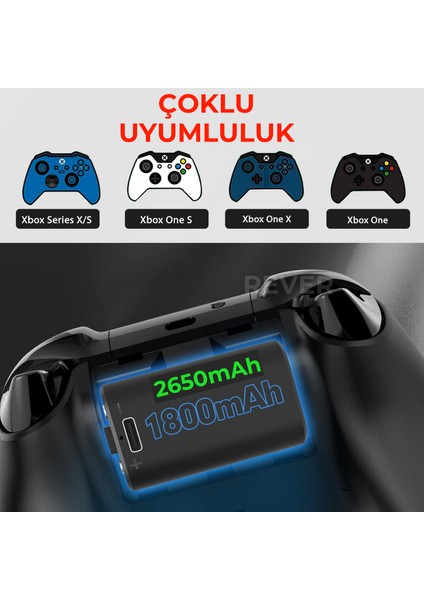 Xbox Kol Gamepad Şarj Edilebilir Piller 2650mAh Xbox One / S / X Serisi Kol Uyumlu Şarj İstasyonu