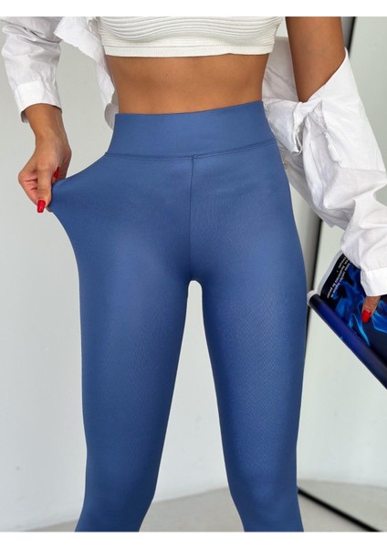 Dalgıç Kumaş Toparlayıcı Deri Görünümlü Sıvama Tayt