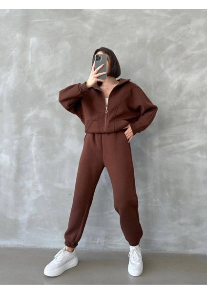 Oversize Cep Detay Unisex Hırkalı Eşofman Takımı