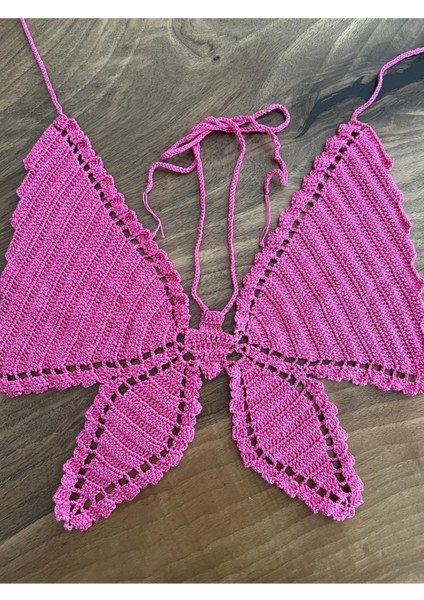 El Örgüsü Kelebek Büstiyer Pembe