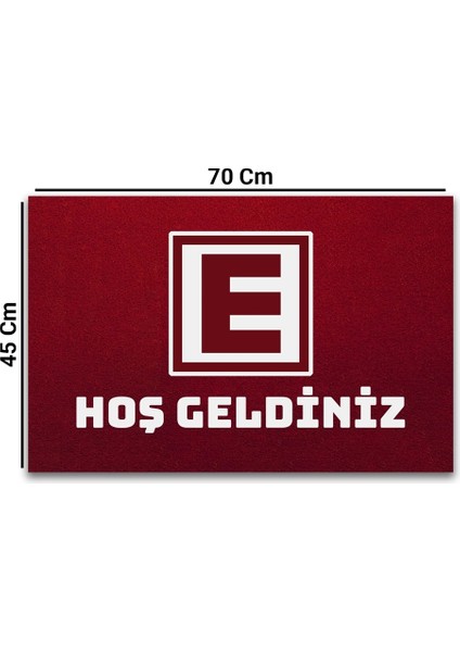 Eczane Logolu Kırmızı Hoş Geldiniz Kapı Önü Paspası 45X70CM