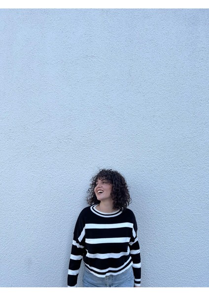 Çizgili Crop Triko Kazak fiyatları