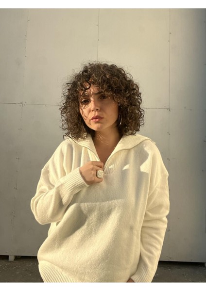 Fermuarlı Dik Yaka Triko Kazak modelleri