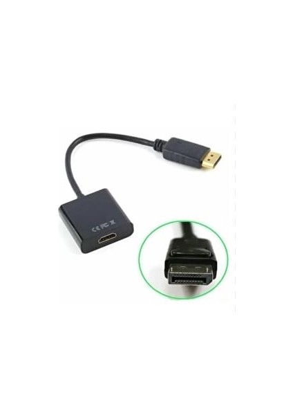 Powermaster PM-34219 Display Port To HDMI Dişi 10 cm Çevirici Kablo Dönüştürücü Display Kablo