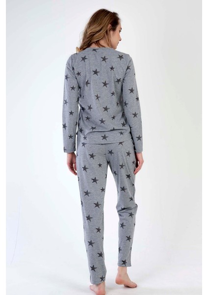 Gri Kadın Uzun Kollu Pijama Takımı fırsatları
