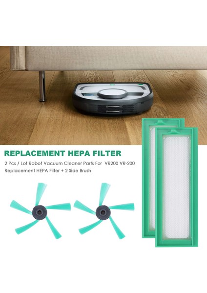 Adet/grup Robotlu Süpürge Parçaları Vorwerk Kobold VR200 VR200 Yedek Hepa Filtre + 2 Yan Fırça (Yurt Dışından)