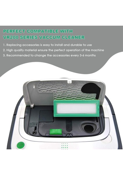 Adet/grup Robotlu Süpürge Parçaları Vorwerk Kobold VR200 VR200 Yedek Hepa Filtre + 2 Yan Fırça (Yurt Dışından)