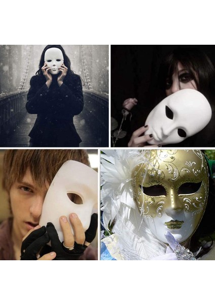 Beyaz Maske, 12 Adet Cadılar Bayramı Tam Yüz Maskesi Boş Dıy Maske Dans Cosplay Parti Süslemek Için Düz Masquerade Kağıt Maske (Yurt Dışından) modelleri