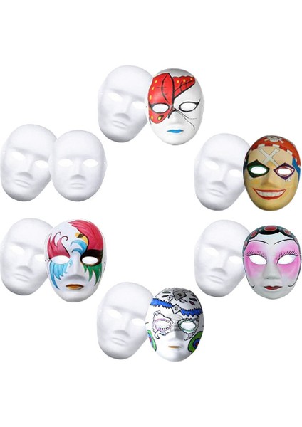 Beyaz Maske, 12 Adet Cadılar Bayramı Tam Yüz Maskesi Boş Dıy Maske Dans Cosplay Parti Süslemek Için Düz Masquerade Kağıt Maske (Yurt Dışından) fırsatları