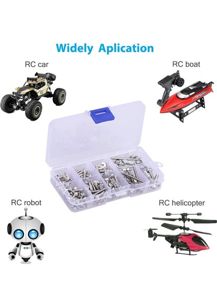 205 Adet Paslanmaz Çelik Rc Havşa Vida Kiti Için 1/10 1/8 Traxxas Slash Rustler Eksenel Hsp Hpi Arrma Redcat Rc Kamyon (Yurt Dışından)