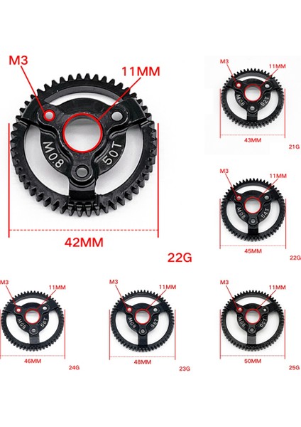Traxxas Slash 2WD Vxl Bandit Rustler Stampede Drag Slash Için Pinyon Dişlili Çelik 0.8m 32P Düz Dişli, 58T (Yurt Dışından)