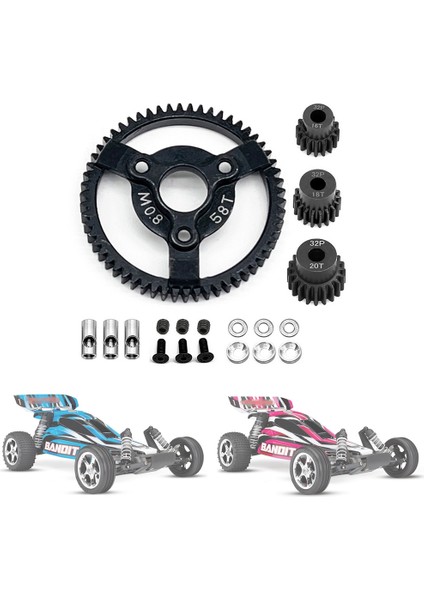 Traxxas Slash 2WD Vxl Bandit Rustler Stampede Drag Slash Için Pinyon Dişlili Çelik 0.8m 32P Düz Dişli, 58T (Yurt Dışından)