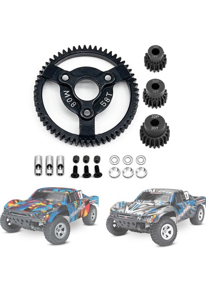 Traxxas Slash 2WD Vxl Bandit Rustler Stampede Drag Slash Için Pinyon Dişlili Çelik 0.8m 32P Düz Dişli, 58T (Yurt Dışından)