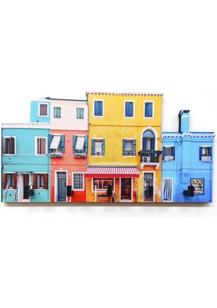 Renkli Ev Desenli Ahşap Anahtarlık Hol Antre Anahtar Askı fırsatları