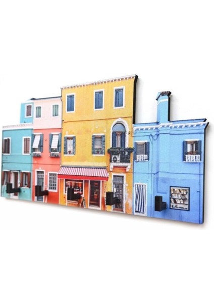 Renkli Ev Desenli Ahşap Anahtarlık Hol Antre Anahtar Askı indirimleri