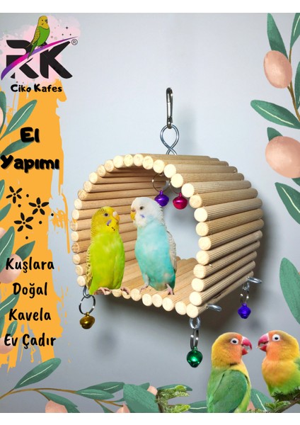 Kuşlar Için Kavela Ahşap Çanlı Kuş Evi